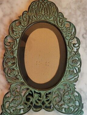 Decorative Oval Picture Frame in Green Patina Finish